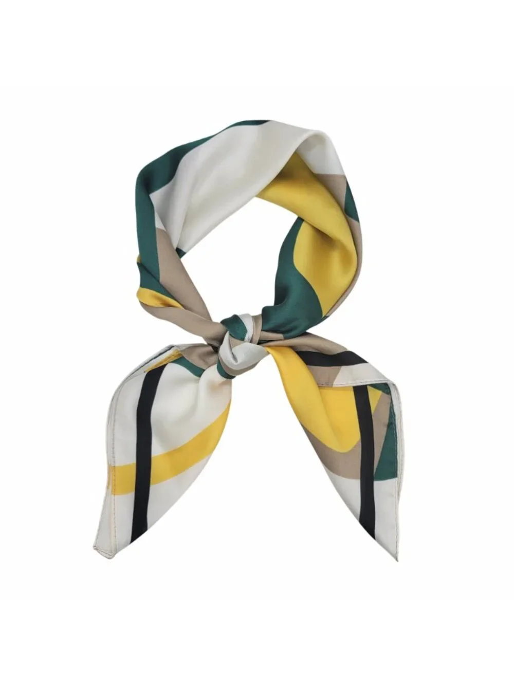 ⭐Geometric Abstract Silky Elegant Bandana Square Scarf Yellow Green Bold Modern
